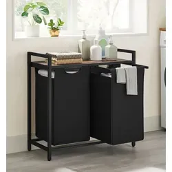 VASAGLE Wäschekorb mit 2 abnehmbaren Wäschesäcken in schwarz von VASAGLE