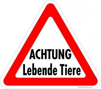 HSK Warnschild Kunststoffschild Hinweisschild - ACHTUNG Lebende Tiere - 308587 - Gr. 32x28cm - Tiertransport Viehtransport Pferde Schweine Kühe Lebendtransport