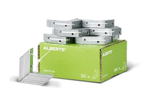 Alberts 36x Stuhlwinkel Metallwinkel 50 x 50 x 15 mm - Robuste 36er-Pack Stuhlwinkel aus verzinktem Stahl, ideal für stabile Verbindungen im Möbelbau. Perfekt für DIY-Projekte und professionelle Anwendungen.