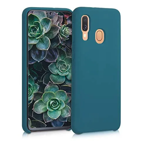 kwmobile Hülle kompatibel mit Samsung Galaxy A40 Hülle - Silikon Handy Case - Handyhülle weiche Oberfläche - kabelloses Laden - Petrol matt