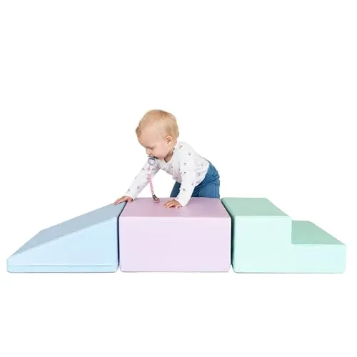 IGLU SOFT PLAY Set mit 3 Schaumstoffblöcken - Bauklötze & Bausteine: Sensorik-freundlich und sicher für Kinder ab 1 Jahr, hergestellt in Lettland aus hochwertigem PE-Schaum und veganem Leder.