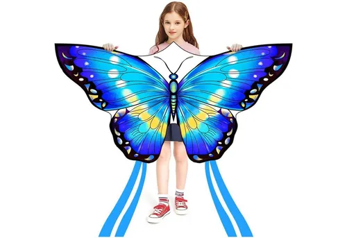 Produktbild LuxusKollektion Kite Schmetterling Drachen Kite, Kinder und Erwachsene, 120x95cm, Blau