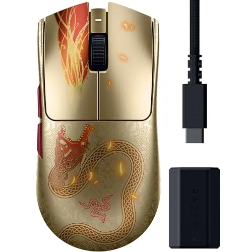 Razer Viper V3 Pro Counter-Strike 2 Dragon Lore - Ultraleichte Gaming-Maus - Erlebe mit der Razer Viper V3 Pro Dragon Lore Edition ein ultraleichtes Design (54g) für maximale Kontrolle und Präzision. Mit 8K HyperPolling und 95 Std Akkulaufzeit ideal für intensives Gaming.