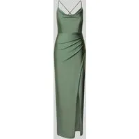 Vera Mont Damen Abendkleid figurbetont 36, Real Sage - Abendkleid für Damen, figurbetont mit elegantem Wasserfall-Ausschnitt und Schlitz für einen verführerischen Look, ideal für besondere Anlässe.