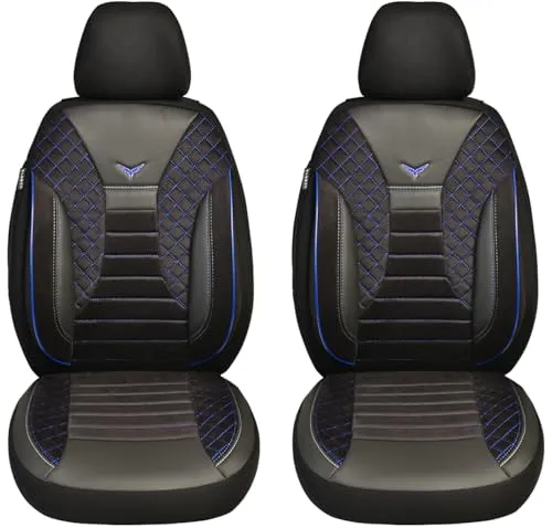 BREMER SITZBEZÜGE für Opel Agila B (2008-2014) - Maßgeschneiderte Autositzbezüge in Schwarz mit blauen Nähten, geeignet für Airbag und Sitzheizung, inklusive praktischen Taschen und einfacher Montage.