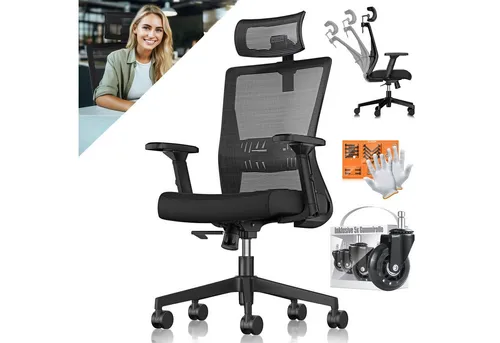 KESSER® Ergonomischer Bürostuhl mit verstellbaren Armlehnen in schwarz von Kesser