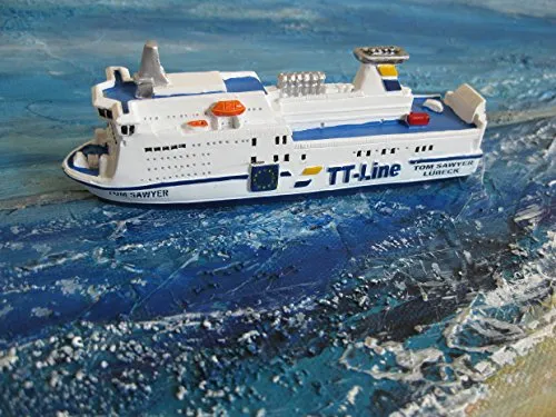 Schiffsmodell MS Tom Sawyer Lübeck Miniatur Boot Schiff ca. 12 cm TT Line