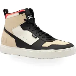 Sidi Lynx Motorradschuhe - Beige/Schwarz/Rot - 49 EU - Die Sidi Lynx Schuhe vereinen lässigen Stil mit Sicherheit für Motorradfahrer. Mit patentierter Technologie und CE-zertifizierten Protektoren bieten sie Schutz und Komfort, ideal für Fahrten und Freizeit.