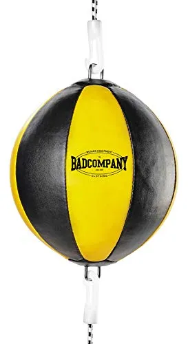 Bad Company Doppelendball aus Kunstleder – Reflex- und Boxtraining – 25 cm Durchmesser – Gelb - Strapazierfähiger Doppelendball aus Kunstleder für intensives Boxtraining. Mit elastischen Spanngurten zur einfachen Montage, ideal für Boxstudios und Homegyms. Fördert Ausdauer, Kraft und Reflexe.