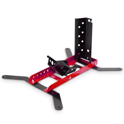 Bituxx Motorradwippe für Bodenfixierung Rot Schwarz MS-19034 - Wagenheber für Motorräder, mit selbstverriegelnder Wippe für schnelles Beladen und robustem Stand, geeignet für Felgen von 15 bis 22 Zoll und bis zu 450 kg belastbar.