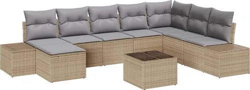 vidaXL Garten-Sofa-Set 8-teilig Beige und Hellgrau