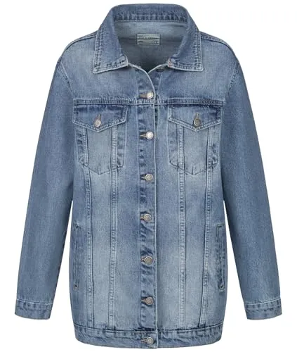 Rock Creek Damen Jeansjacke - Boyfriend Fit in Hellblau 3XL - Funktionsjacken mit lässigem Boyfriend-Schnitt, aus ultraweichem Baumwollmaterial für hohen Tragekomfort und vielseitige Kombinationsmöglichkeiten.