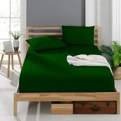 Veluna Home Premium Spannbettlaken 140x200 cm – Grün - 100% Baumwolle Spannbettlaken 150g/m², Oeko-TEX Zertifiziert, Bettlaken Jersey, Spannbetttuch, Matratzenhöhe bis 30 cm