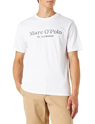 Marc O'Polo Herren T-Shirt B21222051230, Weiß New, S EU - T-Shirts für Herren aus 100% nachhaltiger Baumwolle, hochwertiger Jersey-Stoff und stilvolles Design, ideal für jeden Anlass.