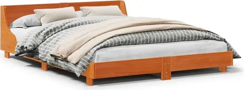 vidaXL Massivholzbett Wachsbraun 140x190 cm von vidaXL