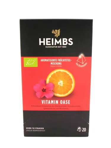 Heimbs Tee - VITAMIN OASE BIO - 20 Tee Pyramiden DE-ÖKO-006 Früchtetee Teebeutel