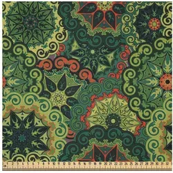 Abakuhaus Stoff DIY Bastler Stoff für Dekorationszwecke, Mandala Einheimische Kultur 230 cm x 500 cm