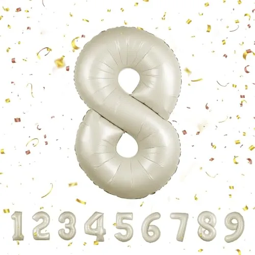 Geburtstag zahlen luftballon 8 jahre | Beige Folienballon 8 XXL -Riesen Folienballon in 40