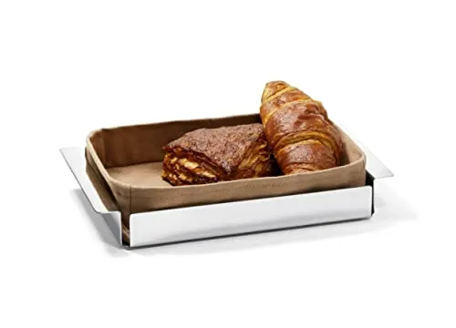 PHILIPPI A Tavola Brotkorb - Brotkörbe aus hochglanzpoliertem Edelstahl mit waschbarem Leineninlay, ideal für ein modernes Frühstückserlebnis.