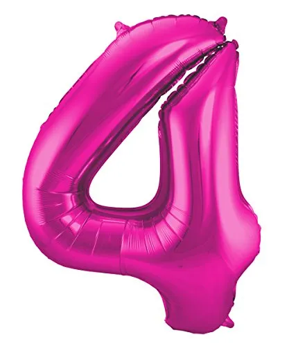 Folat 631945 - Folienballon Zahl 4 - magenta - ca. 86 cm