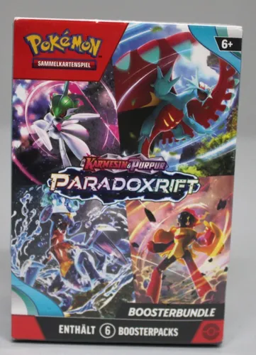 Pokémon Sammelkartenspiel Boosterbundle Karmesin Purpur Paradoxrift - TCG OVP Packs mit 6 Boostern der Paradoxrift-Edition, ideal für Sammler und Spieler, die das Pokémon TCG erleben möchten.