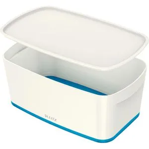 Leitz Aufbewahrungsbox MyBox Klein 5229-10-36 WOW, 5L, Kunststoff, weiß / blau, A5, 32 x 19 x 13cm