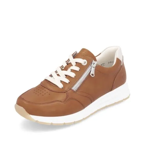 Remonte Leder Sneaker braun 40 EU - Sneaker aus hochwertigem Leder in Braun, ideal für Freizeitaktivitäten. Bequeme Schnürung und 3 cm Blockabsatz sorgen für optimalen Tragekomfort.