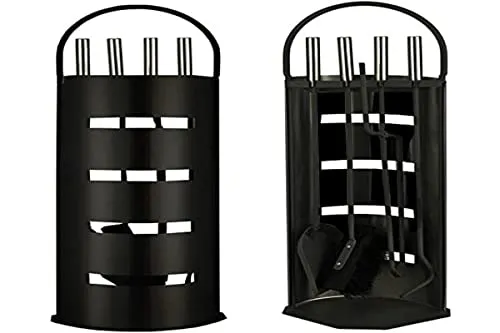 Unbekannt 5-teiliges Kaminbesteck in Schwarz oder Silber - Praktisches Kaminbesteck für Holzöfen, 5-teilig und in eleganten Farben erhältlich. Ideal für die Pflege Ihres Kamins und eine stilvolle Ergänzung Ihrer Einrichtung.