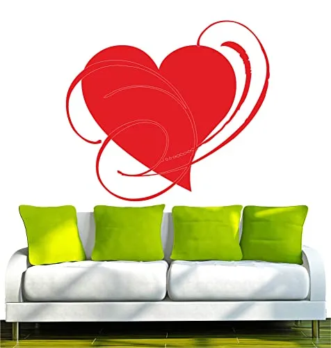 Indigos UG - Wandtattoo Wohnzimmer - Wandaufkleber Herz Herzchen Liebe Traum 80x- 70cm, rot w365 - Aufkleber Kinderzimmer Schlafzimmer Küche Badezimmer Büro Dekoration