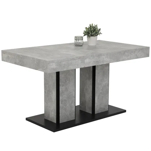 Hela Säulentisch Rose - Ausziehbarer Tisch in Betonoptik - Esstisch in Betonoptik mit stabilen Säulengestell, erweiterbar von 140 auf 180 cm für mehr Platz bei Gästen. Einfacher Aufbau dank Montageanleitung.