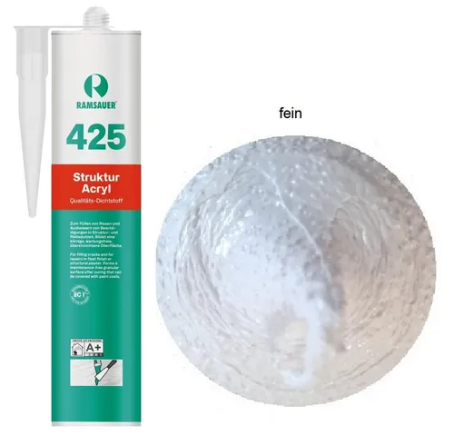 Ramsauer Dichtstoff Ramsauer 425 Struktur Acryl weiß Dichtstoff 310ml Kartusche, gebrauchsfertig, Siliconfrei, natursteinverträglich, anstrichverträglich