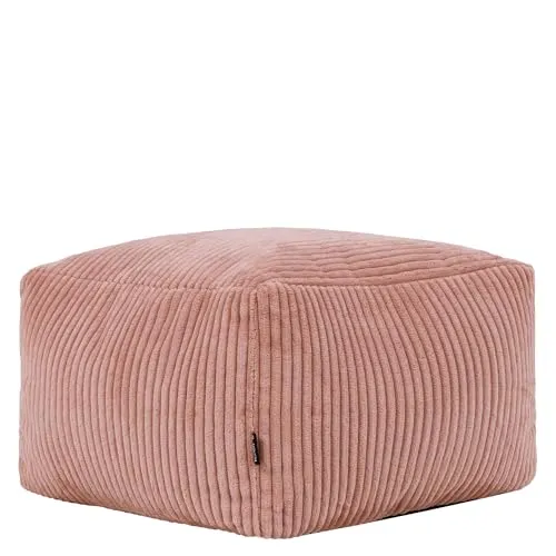 Icon Amara Hocker, Rosa - Bürohocker aus flauschigem Cordstoff, perfekt für zusätzlichen Komfort und als Deko im Wohnzimmer oder Schlafzimmer. Strapazierfähig und ohne Montage – einfach entspannen!