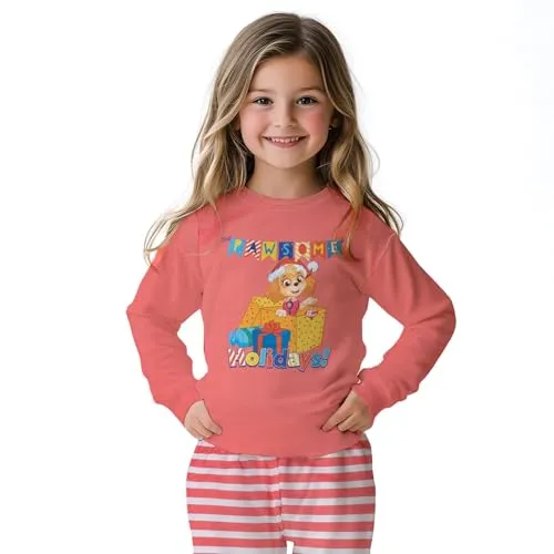 United Labels Paw Patrol Schlafanzug Mädchen Skye, Coral Weiß, 98 104, Pyjama Kinder lang, Schlafanzug Winter Weihnachten