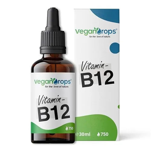 Vegan Drops® - Vitamin B12 Tropfen - Kombination aus Methyl- & Adenosylcobalamin - 750 Tropfen, 375 Tage Reichweite - vegan, ohne Alkohol & in Deutschland produziert