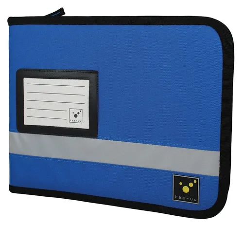 tee-uu TOUR Organizer Fahrtenbuchmappe - DIN A5 Querformat in Blau, vielseitige Fächer und abnehmbarer Schlüsselhalter für maximale Übersichtlichkeit