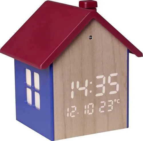 TFA Dostmann Digital Wecker in Haus-Form für Kinder, 60.2046.06 - Wecker im charmanten Häuschen-Design für Kinderzimmer oder Flur, mit sanftem Nachtlicht und variabler Wecklautstärke für ein kinderfreundliches Aufwachen.