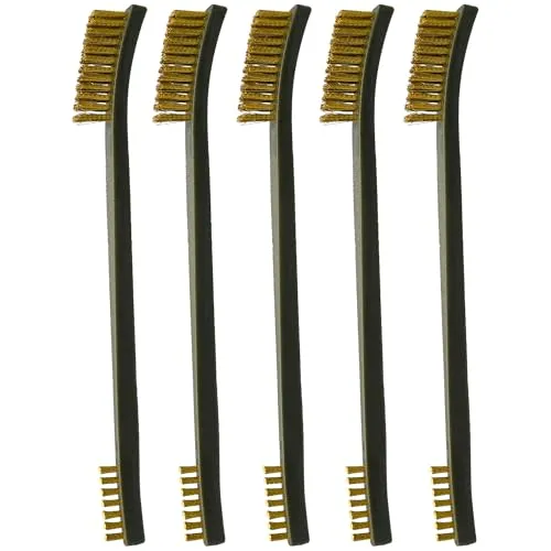 WPW Stielbürste 2-seitig mit Messingbesatz – Waffenreinigung, Reinigungsbürste für schwer zugängliche Stellen - 5 Stück