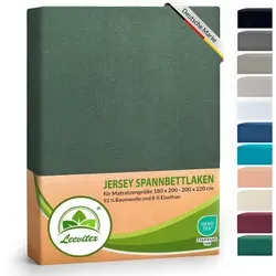leevitex® Spannbettlaken Luxus Elasthan Jersey in grün von Leevitex