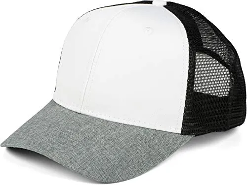 styleBREAKER Unisex 6-Panel Snapback Cap meliert mit Mesh Einsatz hinten, Baseball Cap, Basecap, verstellbar 04023079, Farbe:Grau meliert/Weiß/Schwarz