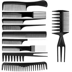 Hair Styling Kämme Set 10-teilig mit Tragetasche - Vielseitiges Hair Styling Kämme Set für Profis und Zuhause. 10 verschiedene Kämme, ideal für präzises Styling und Pflege. Die Tragetasche ermöglicht einfaches Mitnehmen für Friseure und unterwegs.