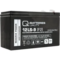 Q-Batteries 12LS-9 | 12V 9Ah F2 Blei-Vlies-Akku AGM 12 Jahre