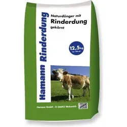 Hamann Mercatus Naturdünger mit Rinderdung 12,5 kg - Organisch-biologischer Langzeitdünger für Garten und Pflanzen. Hergestellt aus reinem Stalldung, unterstützt er die Humusversorgung und fördert das Bodenleben. Ideal für nachhaltiges Gärtnern.