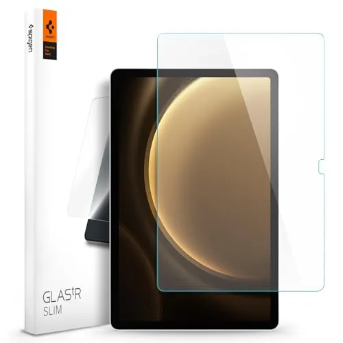 Spigen Glas.tR Slim Schutzfolie für Samsung Galaxy Tab S10 FE, S9 FE, S9 - Displayschutz für Tablets mit 9H Härte; schützt vor Kratzern und Displaybrüchen, ideal für den täglichen Gebrauch und perfekt kompatibel mit Spigen Hüllen.