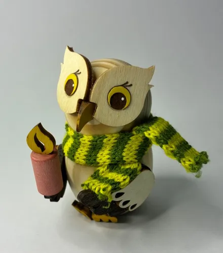 Holzfigur Mini-Eule mit Kerze von Kuhnert