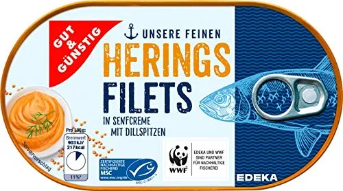 Gut & Günstig Heringsfilets in Senfcreme mit Dillspitzen 200g