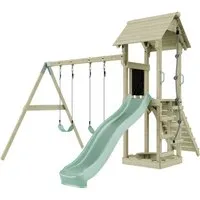OutdoorToys Spielturm - Spielturm aus nordischer Fichte in mintgrün, ideal für Kinder ab 3 Jahren, fördert Spiel und Bewegung im eigenen Garten.