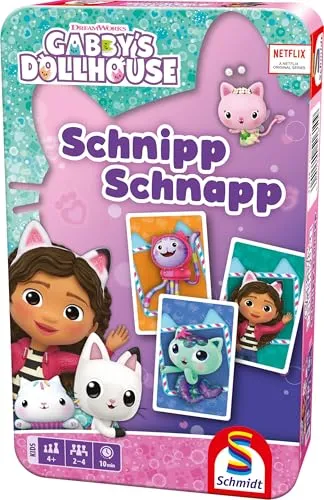 Schmidt Spiele 51610 Gabby's Dollhouse, Schnipp Schnapp, Reisespiel in Einer Metalldose
