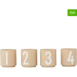 Design Letters 4er-Set Becher in Beige - 50 ml - Thermobehälter im Set: 4 stilvolle Porzellanbecher, ideal für jede Gelegenheit und leicht zu reinigen - perfekt für kreative Kaffeepausen!