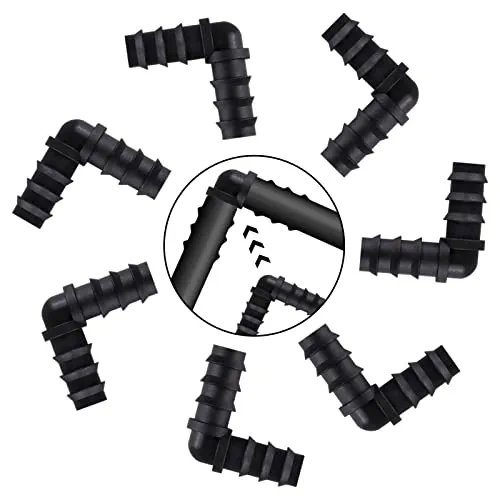 Stück L Schlauchverbinder, 13.0 mm (1/2 Zoll) Eckverbinder Steckverbinder 90° Grad Bogen Eckverbinder Schwarz Schlauch Fitting Zubehör Schlauchanschluss für Bewässerung System 8