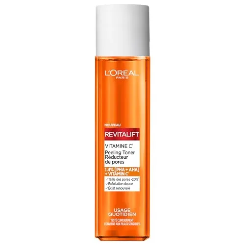 L'Oréal Paris – Sanftes Peeling – Porenverkleinerer – Formel mit Vitamin C – strafft die Poren und hellt den Teint auf – alle Hauttypen – Revitalift – 180 ml